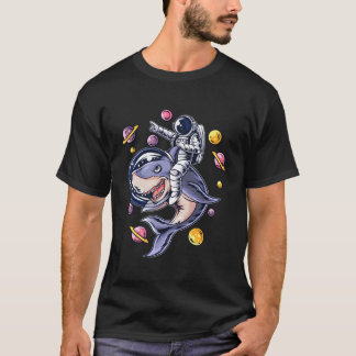 T-shirt Un Astronaute Roulant Le Requin Dans L'Espace Gif