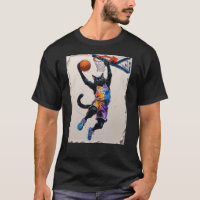 Un autre chat noir qui dunk un ballon de basket !