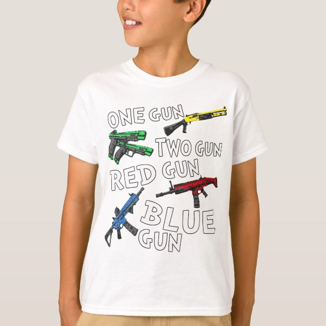 T-shirt Un canon deux canons rouge canon bleu (Devant)