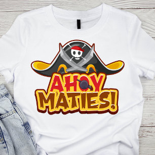 T-shirt Un Casquette de pirates noirs et vif avec des "Aho