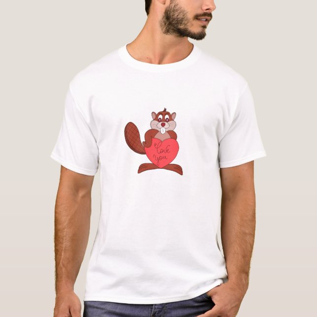 T-shirt Un castor amoureux (Devant)