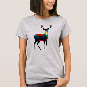 T-shirt Un cerf stylisé seul, debout dans la forêt.