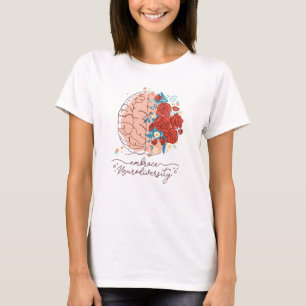 T-shirt Un cerveau et des fleurs embrassent la neurodivers