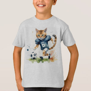 T-shirt Un Chat Cool Amusant Jouant Au Rugby De Football