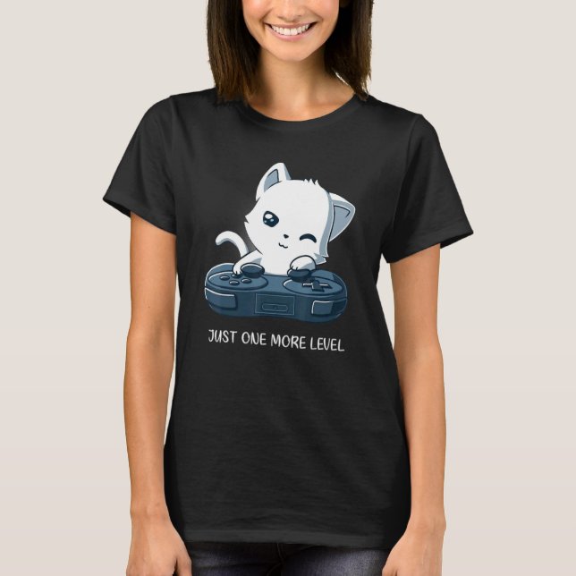 T-shirt Un Chat De Plus Jouant À Des Jeux Vidéo (Devant)