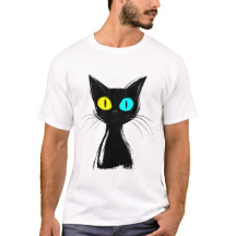 Un chat noir éffrayant avec bleu gauche et jaune d