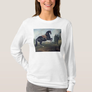 T-shirt Un cheval noir exécutant le Courbette