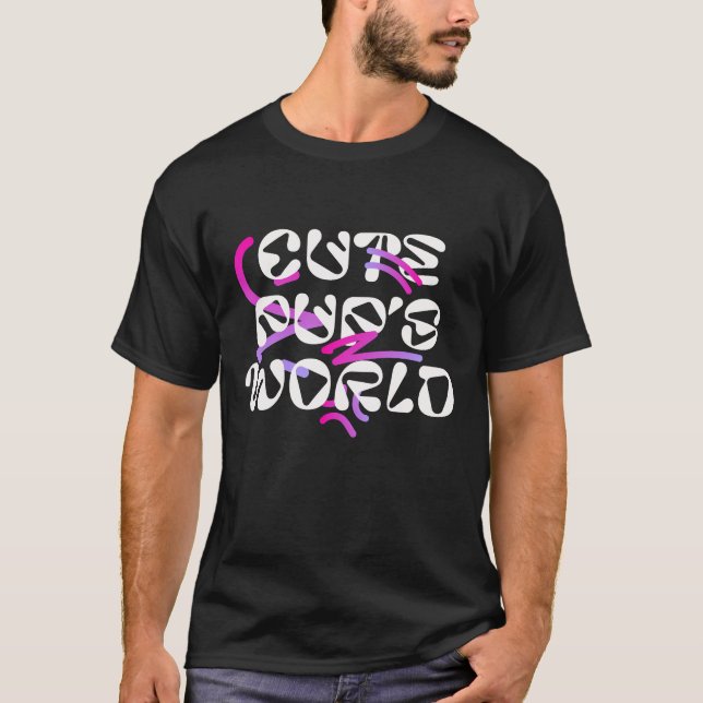 T-shirt Un Chiot de caricature 3D jouable qui tourne sous  (Devant)