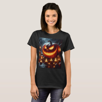 T-shirt un citrouille d'halloween avec un visage effrayant