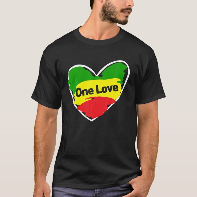 T-shirt Un coeur d'amour Jamaïcain Drapeau T Chemise (Devant)