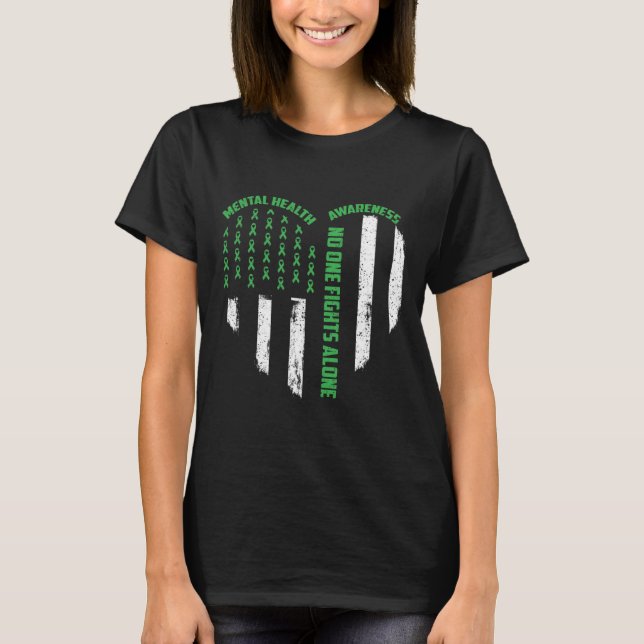 T-shirt Un combat contre le drapeau américain Coeur seul s (Devant)