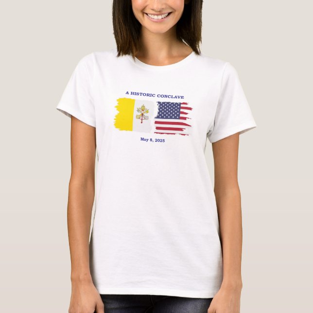 T-shirt Un conclave historique - Pape Léon XIV - USA Vatic (Devant)