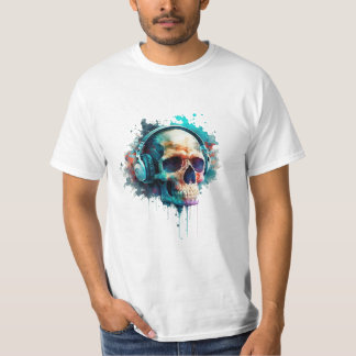 T-shirt Un crâne portant des écouteurs, profitez de la vie