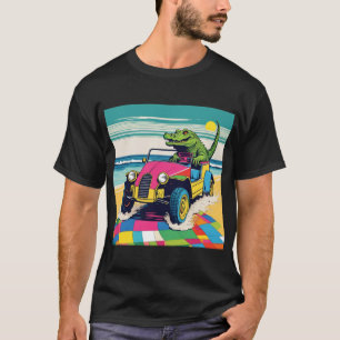 T-shirt Un Crocodile Conduisant Un Beach Buggy