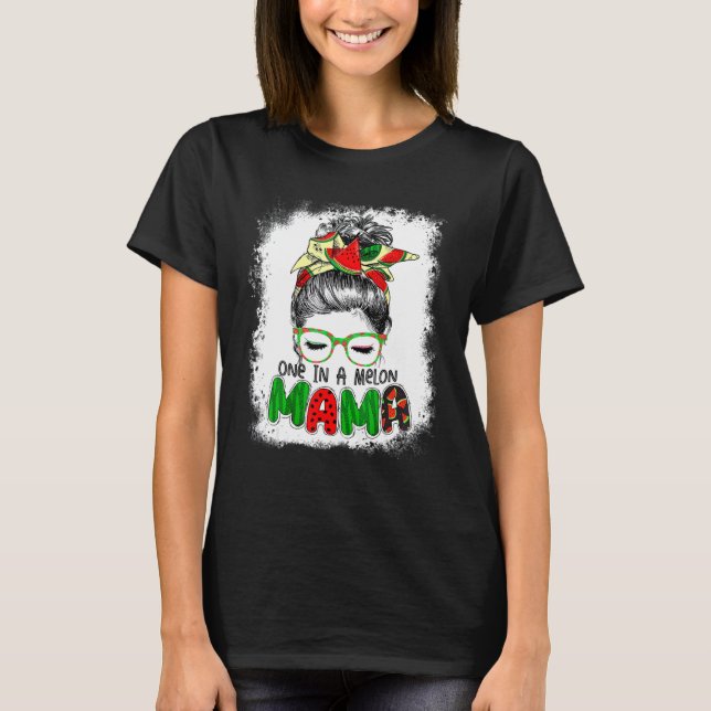T-shirt Un Dans Un Melon Mama Messy Bun Watermelon Summer  (Devant)