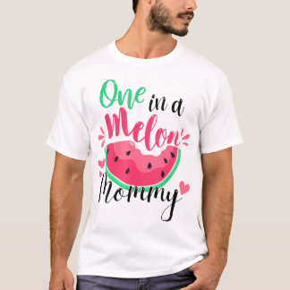 T-shirt Un Dans Un Melon Mommy Été Fête d'Anniversaire Mat