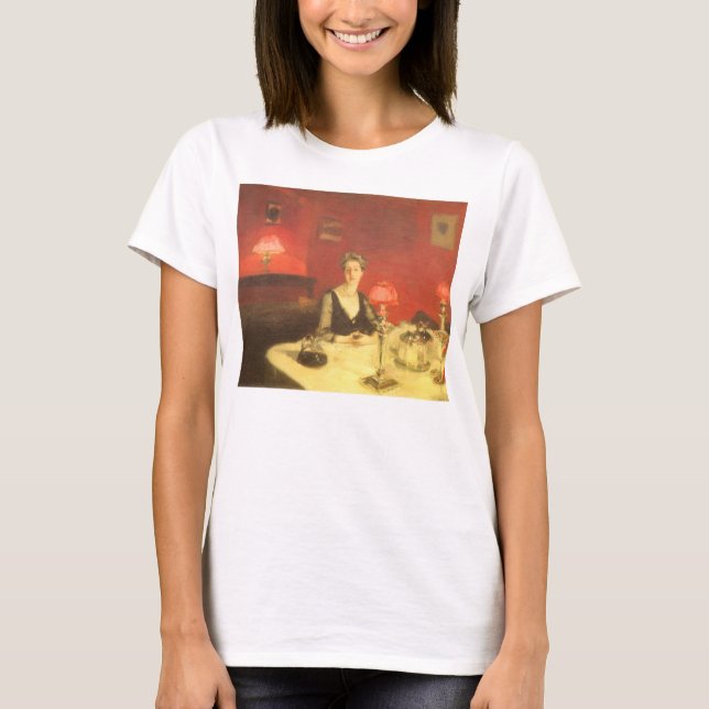 T-shirt Un dîner table de nuit par John Singer Sargent (Devant)