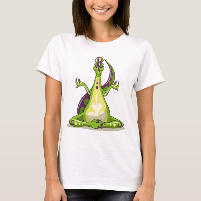 T-shirt Un Dinosaure Iguanodon Qui Fait Du Yoga. (Devant)