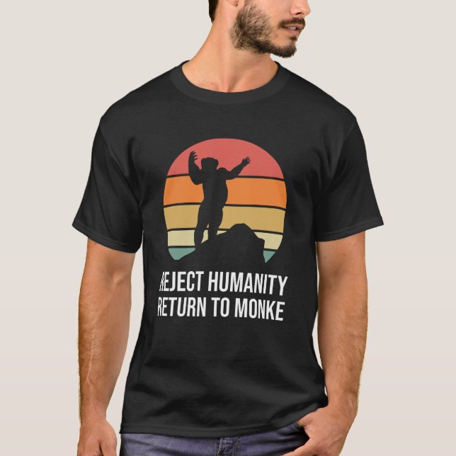 T-shirt Un drôle de rétro pour refuser l'humanité revient  (Devant)