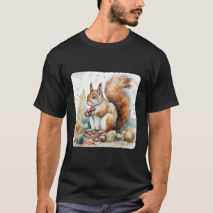 T-shirt Un Écureuil Avec Une Collection De Nuts Nature For