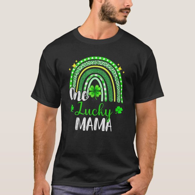 T-shirt Un Empreinte de léopard Lucky Mama Rainbow St Patr (Devant)
