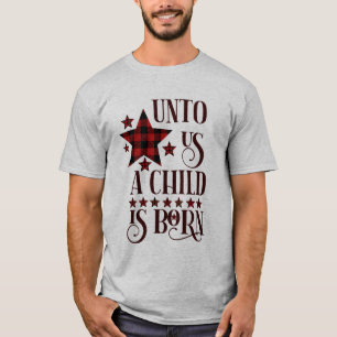 T-shirt Un Enfant Est Né Buffalo De Noël Plaid