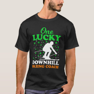 T-shirt Un entraîneur de ski de descente chanceux St. Patr