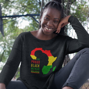 T-shirt Un Fier Noir Femme Noir Mois d'Histoire Drapeau