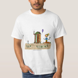 T-shirt Un garçon de dessin regarde un ballon à l'extérieu