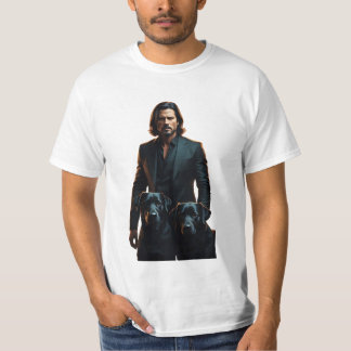T-shirt Un gentleman avec ses deux chiens noirs