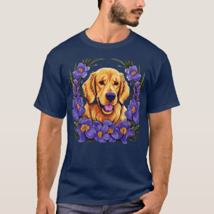 T-shirt Un Golden Retriever entouré d'illustrations d'Iris