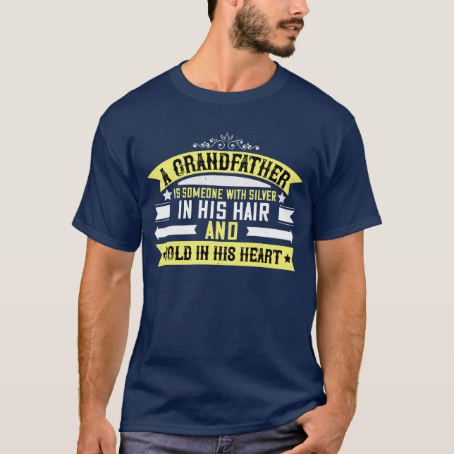 T-shirt Un grand-père : cheveux argentés et amour sans fin (Devant)