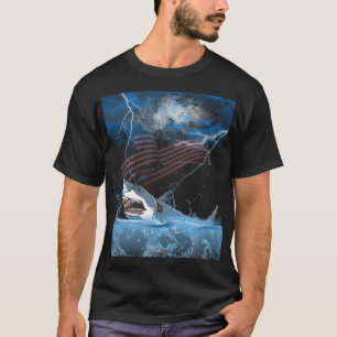 T-shirt un grand requin qui saute hors de l'eau pendant un