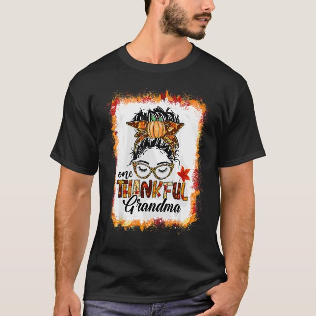 T-shirt Un Grandma Messy Bun Automne Thanksg Automne (Devant)