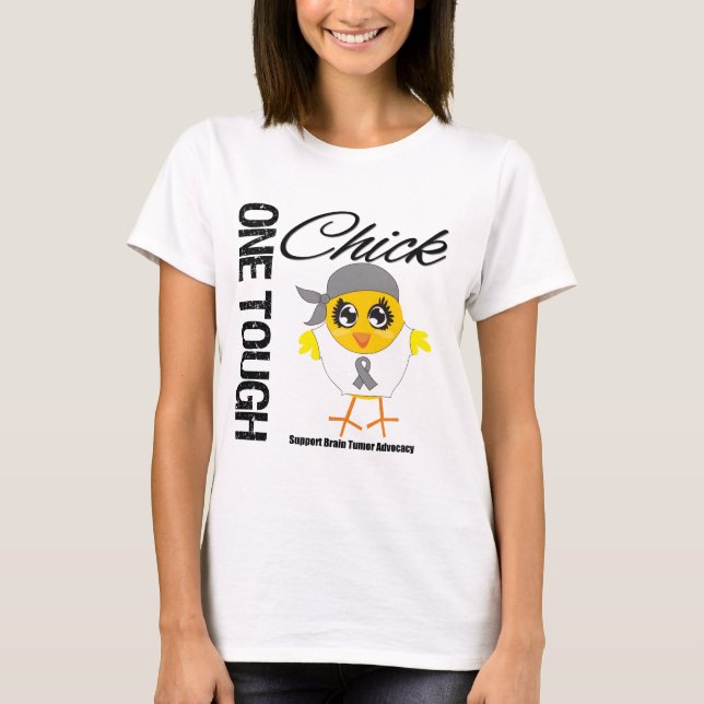 T-shirt Un guerrier dur de tumeur cérébrale de poussin (Devant)