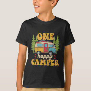 T-shirt Un Happy Camper 1er Anniversaire Fête Rétro Mères