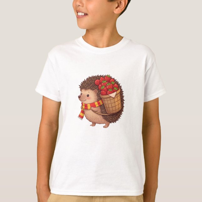 T-shirt Un hérisson portant des fraises sur le dos. (Devant)