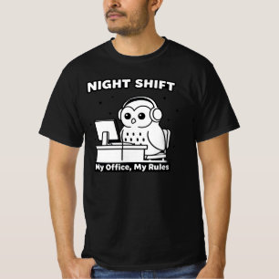 T-shirt Un hibou mignon, Équipe de nuit, adapté au travail