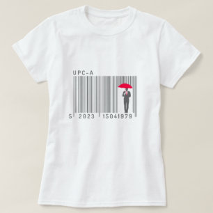 T-shirt Un homme élégant tenant un code barre parapluie