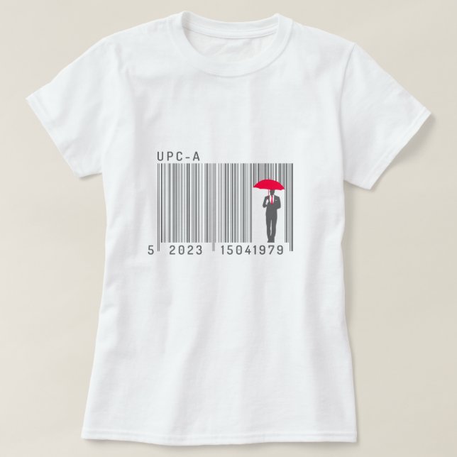 T-shirt Un homme élégant tenant un code barre parapluie (Design devant)