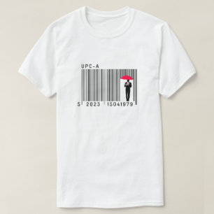 T-shirt Un homme élégant tenant un code barre parapluie