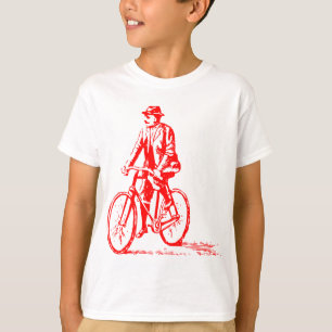 T-shirt Un homme en vélo - Rouge