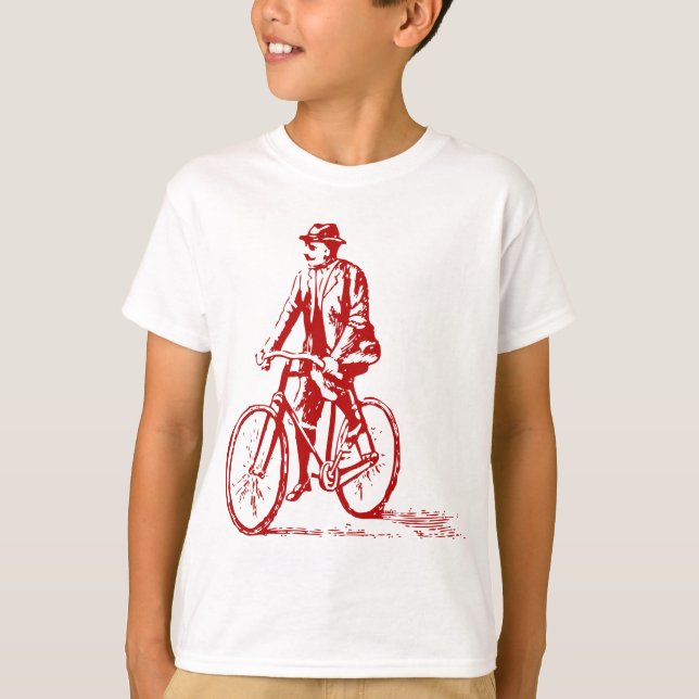 T-shirt Un homme en vélo - Ruby Red (Devant)