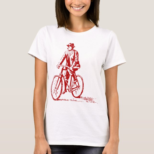 T-shirt Un homme en vélo - Ruby Red (Devant)