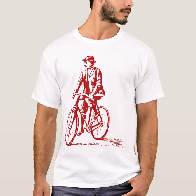 T-shirt Un homme en vélo - Ruby Red (Devant)