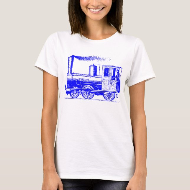 T-shirt Un homme et son train - Bleu (Devant)