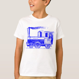 T-shirt Un homme et son train - Bleu