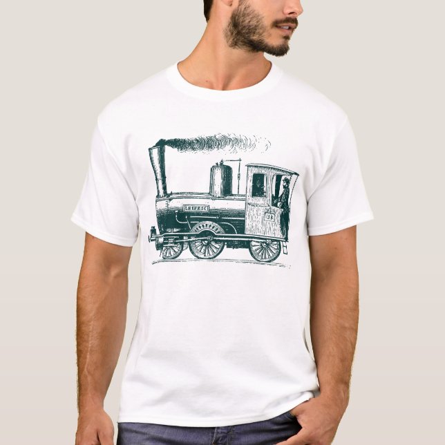 T-shirt Un homme et son train - Dk Green (Devant)