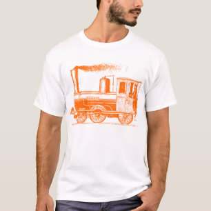 T-shirt Un homme et son train - Orange