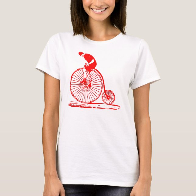 T-shirt Un homme sur un penny Farthing - Rouge (Devant)
